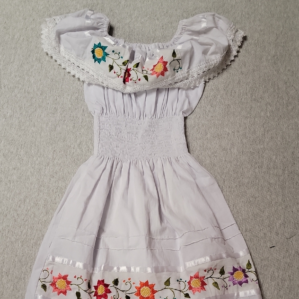 White Embroidered Off-Shoulder Dress